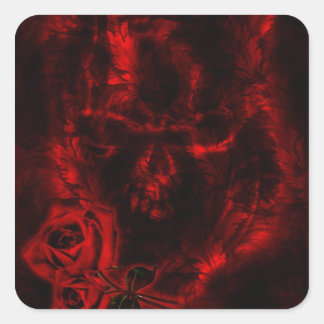 Adesivo Quadrado Casamento de Gótico de Rosas de vampiro