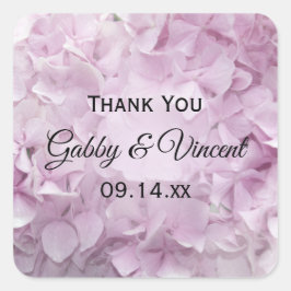 Adesivo Quadrado Casamento de Hydrangea Rosa Suave Obrigado Marcaçõ