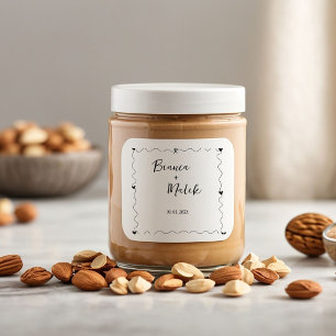 Adesivo Quadrado Casamento de ilustração preto desenhado à mão