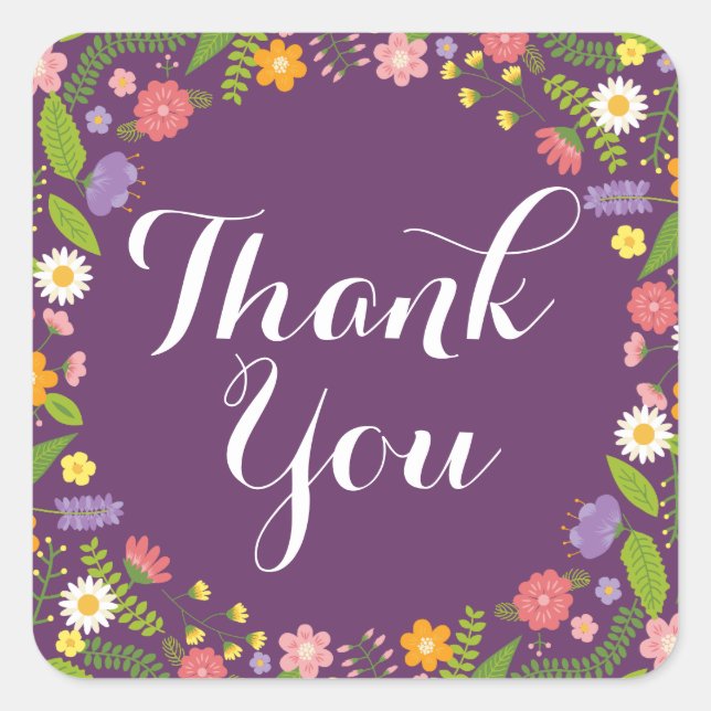 Adesivo Quadrado Casamento de Jardim Russo com Frame Floral Bloomin (Frente)