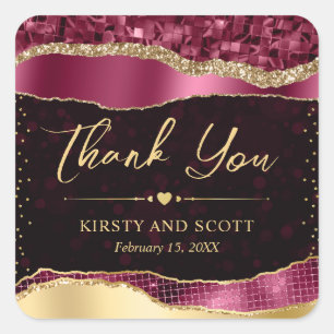 Adesivo Quadrado Casamento de lágrimas de brilho Dourado