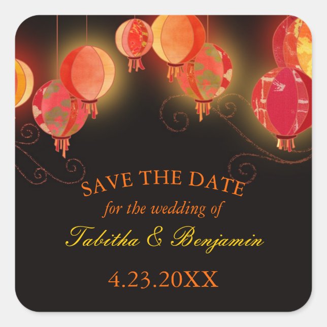 Adesivo Quadrado Casamento de Lanterna (Frente)