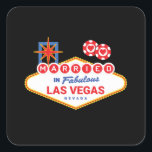 Adesivo Quadrado Casamento de Las Vegas - Casal casado em Las Vegas<br><div class="desc">Planejando uma festa de solteira de Vegas ou se casando em Vegas? Esta design de casamento de Vegas é perfeita para uma recepção ou lua de mel em Vegas! Vire as cabeças na pista de Las Vegas, jogue no cassino, ou bebendo de dia num clube de Vegas! Apresenta design de...</div>