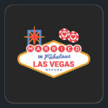 Adesivo Quadrado Casamento de Las Vegas - Casal casado em Las Vegas<br><div class="desc">Planejando uma festa de solteira de Vegas ou se casando em Vegas? Esta design de casamento de Vegas é perfeita para uma recepção ou lua de mel em Vegas! Vire as cabeças na pista de Las Vegas, jogue no cassino, ou bebendo de dia num clube de Vegas! Apresenta design de...</div>