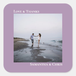 Adesivo Quadrado Casamento de Lavandas e Obrigados com fotos minima