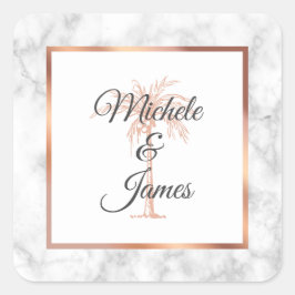 Adesivo Quadrado Casamento de mármore da Rosa Dourada de Palmeira E