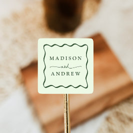 Adesivo Quadrado Casamento de Moldura Verde Moderno
