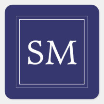 Casamento de Monograma Branco Azul-Marinho Elegant