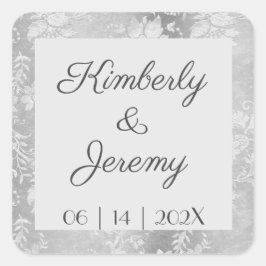 Adesivo Quadrado Casamento de na moda Vintage Pewter