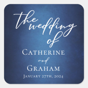 Adesivo Quadrado Casamento de Noite Minimalista Moderno Azul