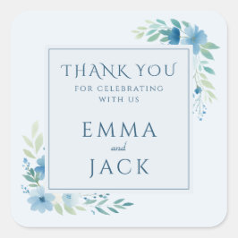 Adesivo Quadrado Casamento de nomes verdes azuis elegantes