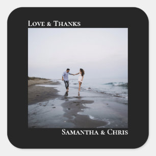 Adesivo Quadrado Casamento de Obrigados e amor negro minimalista