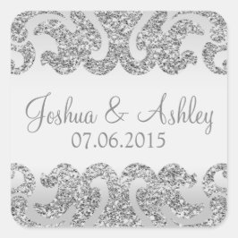 Adesivo Quadrado Casamento De Olhos De Silver Glitter