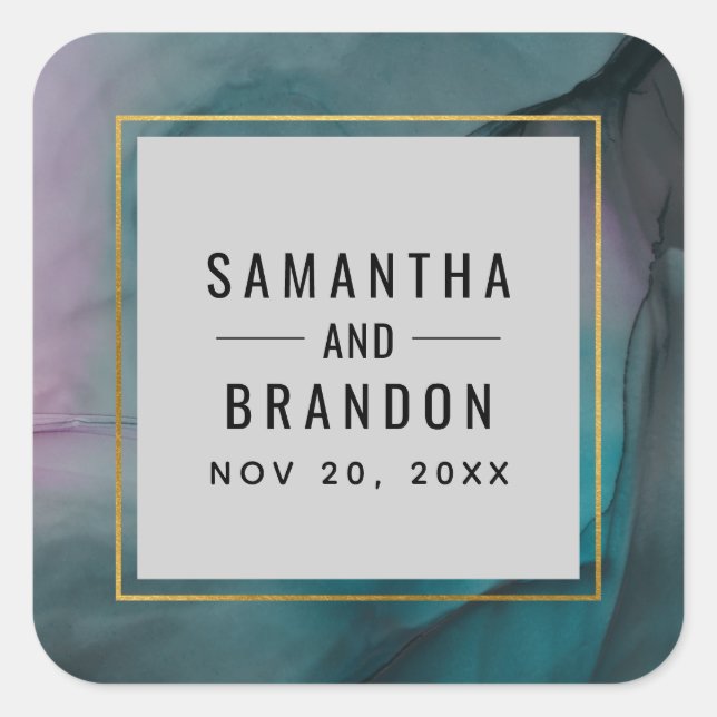 Adesivo Quadrado Casamento de Padrão de Lava-Lava-Tons de Joia (Frente)