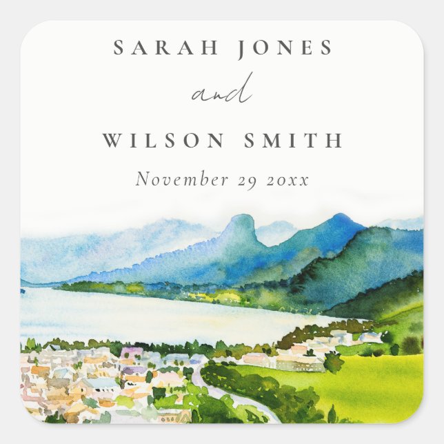 Adesivo Quadrado Casamento de Paisagem Rustic Countryside Lake (Frente)