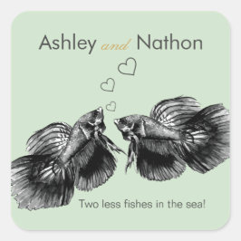 Adesivo Quadrado Casamento de Peixes de Neurocoloração Negra Elegan