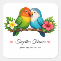 Casamento de Pombinhos Tropicais Juntos para Sempr