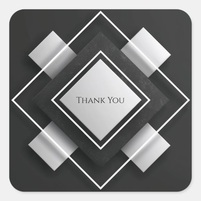 Adesivo Quadrado Casamento de Quadro Geométrico de Ivory e Carvões (Frente)