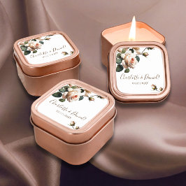 Adesivo Quadrado Casamento de Rosa de Óleo de Blush Beige