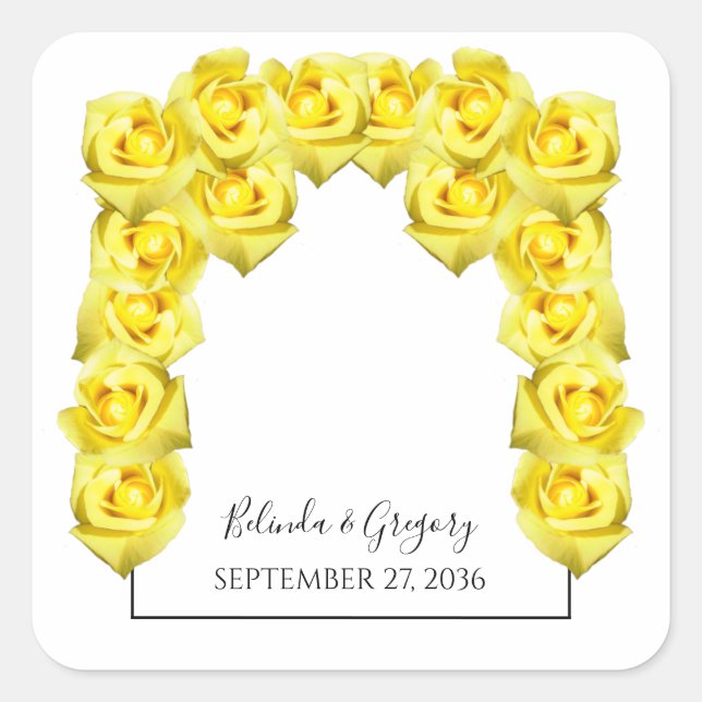 Adesivo Quadrado Casamento de Rosas Amarelas (Frente)