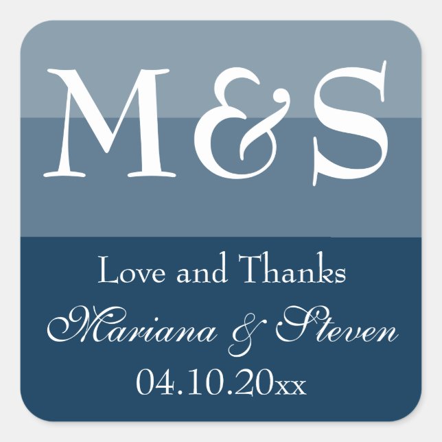 Adesivo Quadrado Casamento de Script Chic Moderno Simples marinho A (Frente)