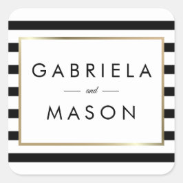 Adesivo Quadrado Casamento de Stripe Clássico | Faux Gold Foil