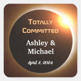 Adesivo Quadrado Casamento de Tema Eclipse Totalmente Comprometido