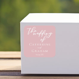 Adesivo Quadrado Casamento de Tipografia Feminina Rosa-Rosa Dusty