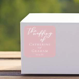 Adesivo Quadrado Casamento de Tipografia Feminina Rosa-Rosa Dusty