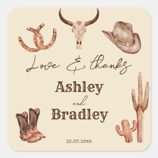 Adesivo Quadrado Casamento de vaqueira ocidental, fazenda do sudoes (Frente)