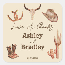 Adesivo Quadrado Casamento de vaqueira ocidental, fazenda do sudoes