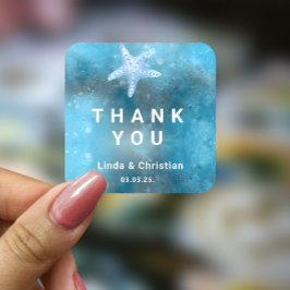 Adesivo Quadrado Casamento de Verão no Mar Azul Profundo