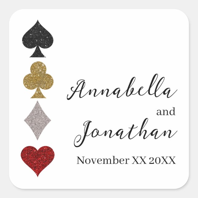Adesivo Quadrado Casamento do cassino Las Vegas (Frente)