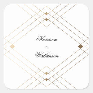 Adesivo Quadrado Casamento Dourado de Deco Gatsby Branco Diamond