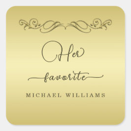 Adesivo Quadrado Casamento Dourado de luxo elegante