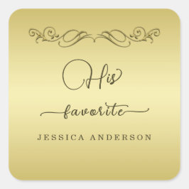 Adesivo Quadrado Casamento Dourado de luxo elegante