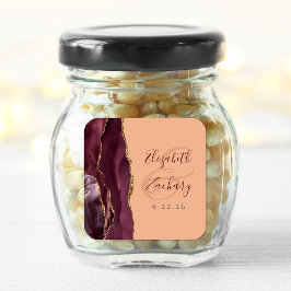 Adesivo Quadrado Casamento Dourado de Pessegueiros com Script Agate