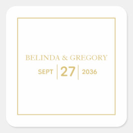 Adesivo Quadrado Casamento Dourado e branco minimalista