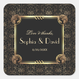 Adesivo Quadrado Casamento Dourado exclusivo do Excelente Negro Gat