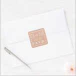 Adesivo Quadrado Casamento Elegant r.s.v.p. Sticker Quadrado<br><div class="desc">Dusty rosa quadrado com casais iniciais em um estilo de fonte fino e elegante para um rsvp de casamento.</div>