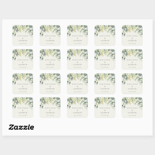 Adesivo Quadrado Casamento Elegante Cream Snowberry+Eucalyptus