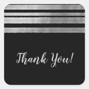 Adesivo Quadrado Casamento Elegante de Chic Moderno Negra e Silver