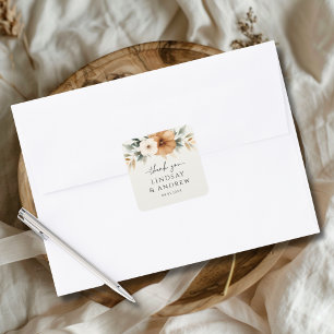 Adesivo Quadrado Casamento Elegante em Cobre e Bege Terroso