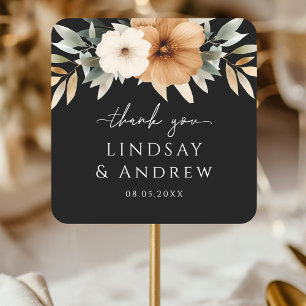 Adesivo Quadrado Casamento Elegante em Cobre e Preto Terroso