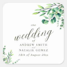 Adesivo Quadrado Casamento Elegante Eucalyptus Greenery