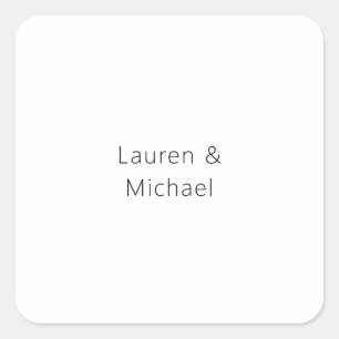 Adesivo Quadrado Casamento Elegante Mínimo Branco Preto Preto