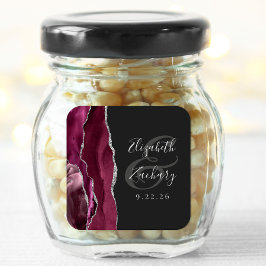 Adesivo Quadrado Casamento Escuro Burgundy Silver Agate