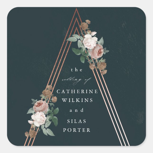 Adesivo Quadrado Casamento estrutural da pirâmide floral de Boho (Frente)