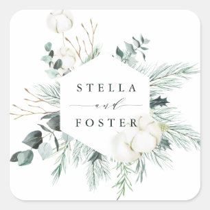 Adesivo Quadrado Casamento Evergreen & Cotton com Hexágono Elegant