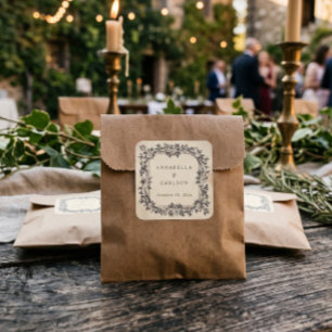 Adesivo Quadrado Casamento Fantasia Medieval Vintage Preto Gravura